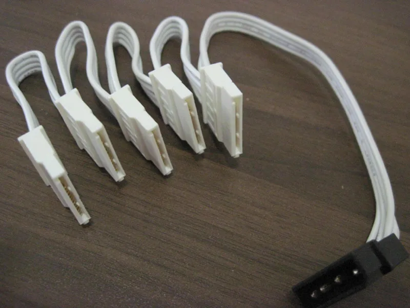 ПК сервер 4pin IDE Molex 1 до 5 SATA адаптер кабель питания сплиттера шнур 18AWG белый для HDD SSD
