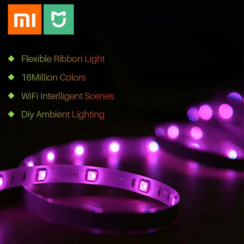 Xiaomi Yee светильник, умный светильник, Светодиодная лента, RGB, wifi, внутренние сцены, 16 миллионов цветов, гибкий, сделай сам, окружающий светильник, Контроль приложения