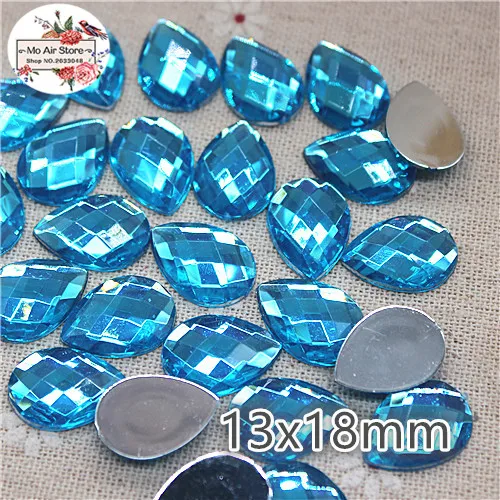 sky blue 50pcs 13x18 мм смешанный цвет акриловые стразы камень слеза капля flatback граней Кабошон Стразы украшения DIY ремесло 13x18 мм - Цвет: sky blue 50pcs
