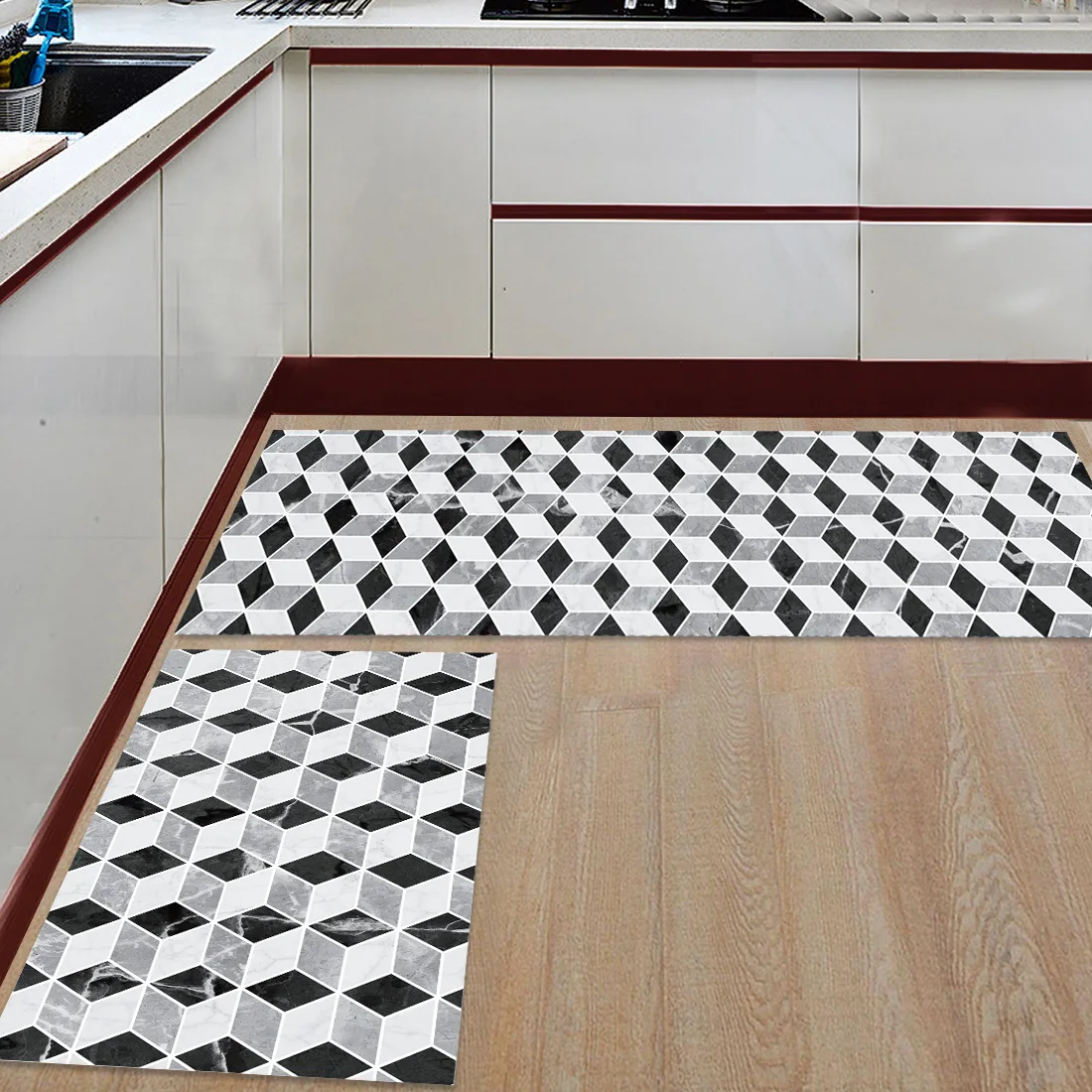 Черный и серый геометрический мрамор Pattern1Doormats для входного пути аксессуары