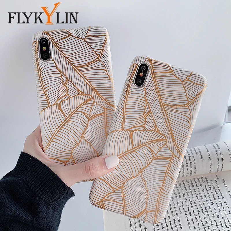 FLYKYLIN Art Gold banana leaf чехол для iphone XS Max XR X 6 S 7 8 Plus задняя крышка мягкий IMD силиконовый