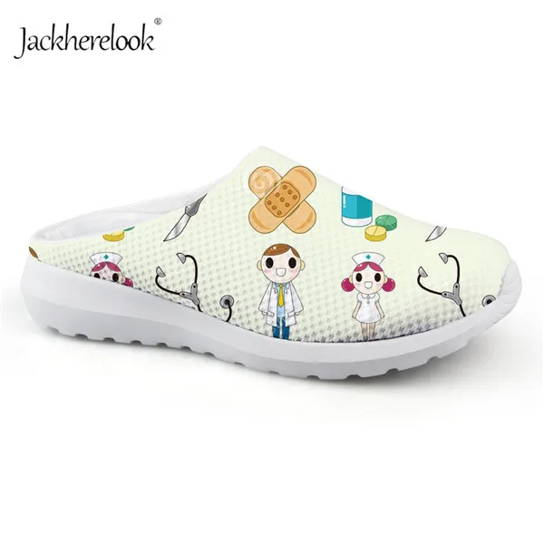 H5807CA Jackherelook/Новинка года; женские сандалии; Летняя обувь из дышащего сетчатого материала; шлепанцы с принтом медсестры; домашняя обувь без застежки; пляжные лоферы - Цвет: H5807CA