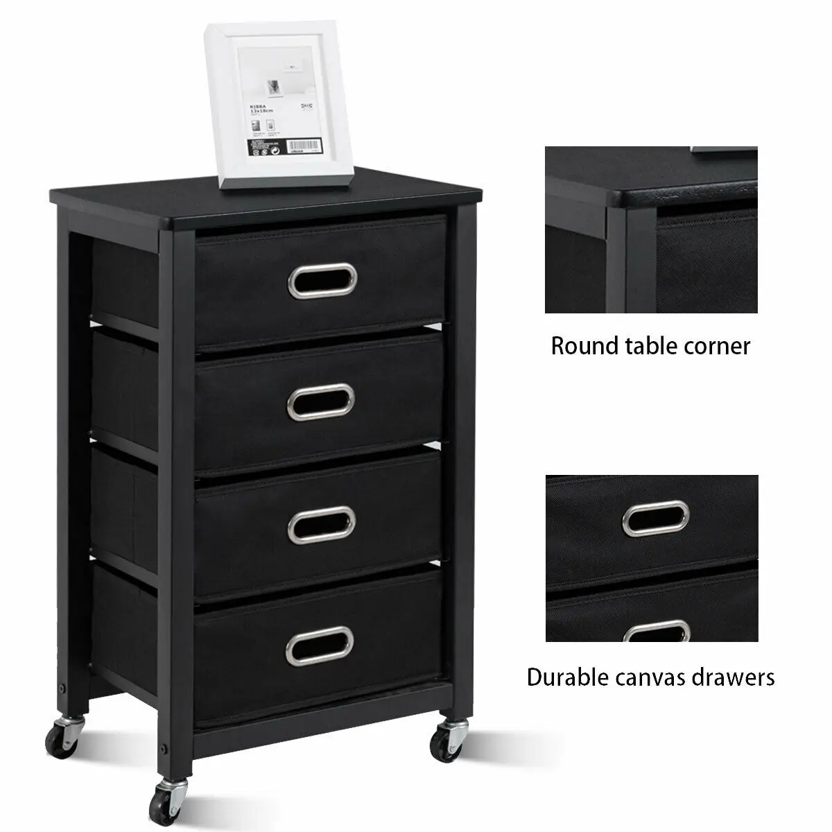 

Goantex Rolling File Cabinet Heavy Duty Mobile Storage Filing Cabinet w/ 4 Drawers HW54022