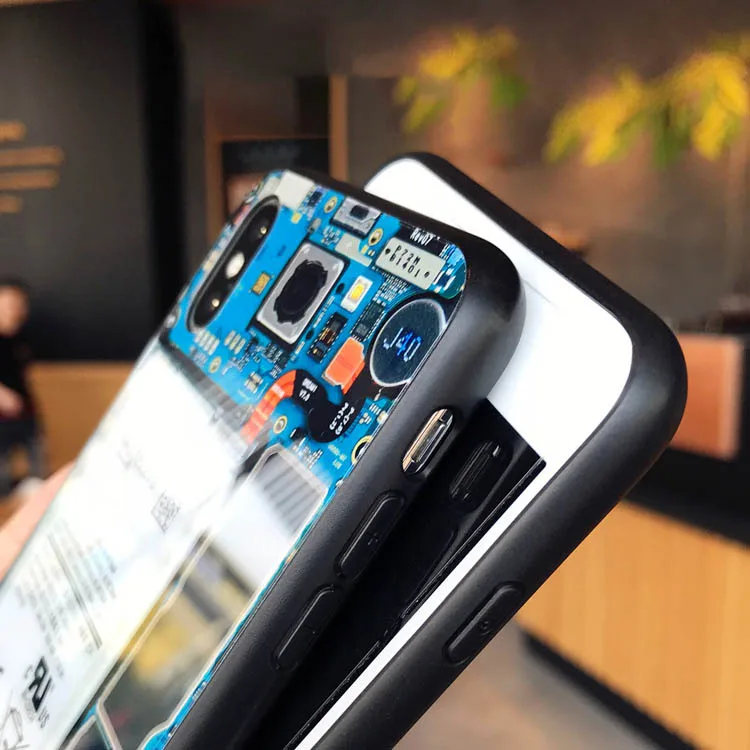Fashion Cases for iPhone Mobile Series Creative Battery Pattern Shockproof Glass Case Cover X XS Max Xr 6 6S 7 8 Plus |