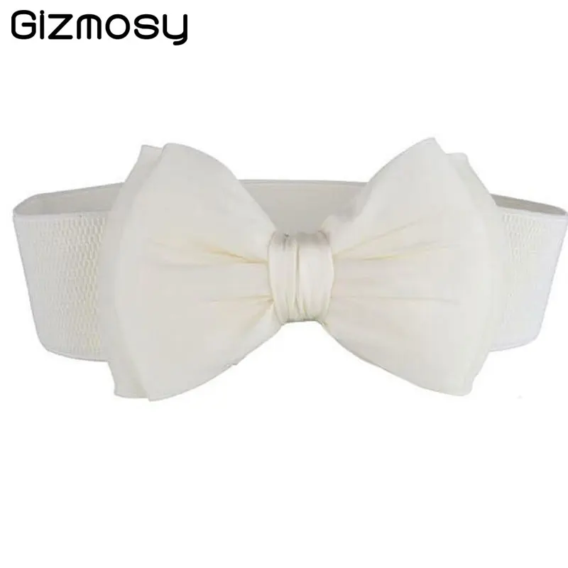

Gizmosty 1 шт. Для женщин Harajuku с кружевами; С поясом пояса с бантом Эластичный Лук Широкий эластичный пояс Пояс Хлопчатобумажные Ремни SY048