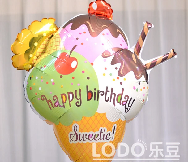 Анаграмма 1 шт. Фольга Шарики мороженое модели с принтами днем рождения ребенка 100