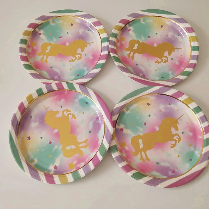 6 шт./лот Единорог Золотой одноразовая посуда набор одежда для свадьбы дня