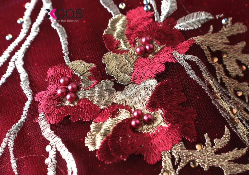 XCOS Robe de Soiree Longue элегантное кружевное красное платье для выпускного вечера