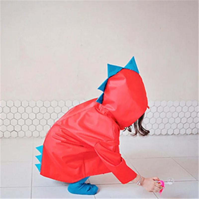 

Cute Small Dinosaur Waterproof Polyester Rain Coat Boy Children Girls Windproof Poncho Kindergarten Student Baby Raincoat