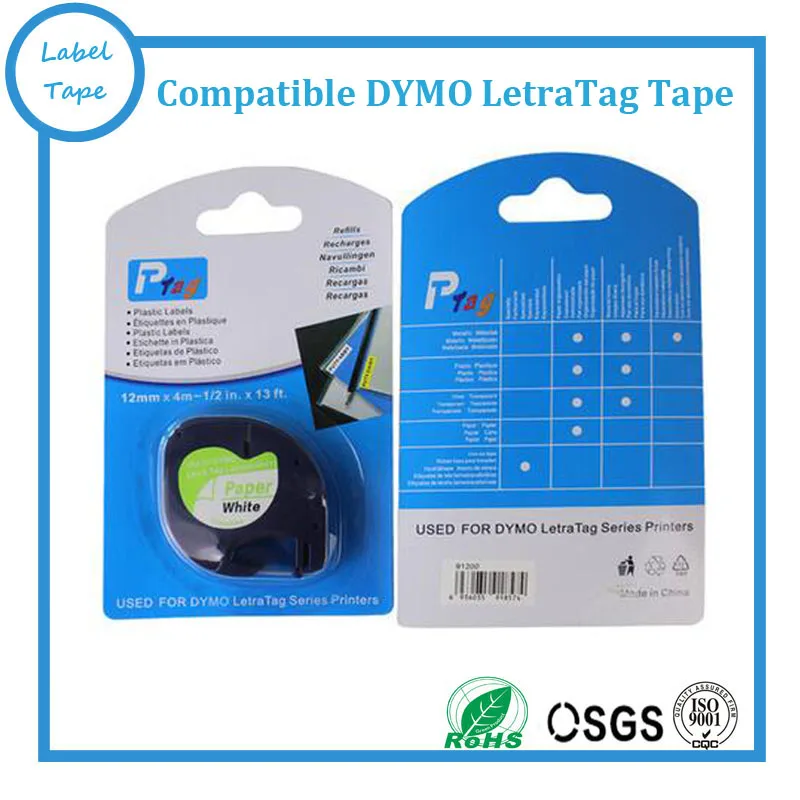 91200 Dymo Letratag бумага этикетка лента совместимая с LT принтер черный на белой ленте