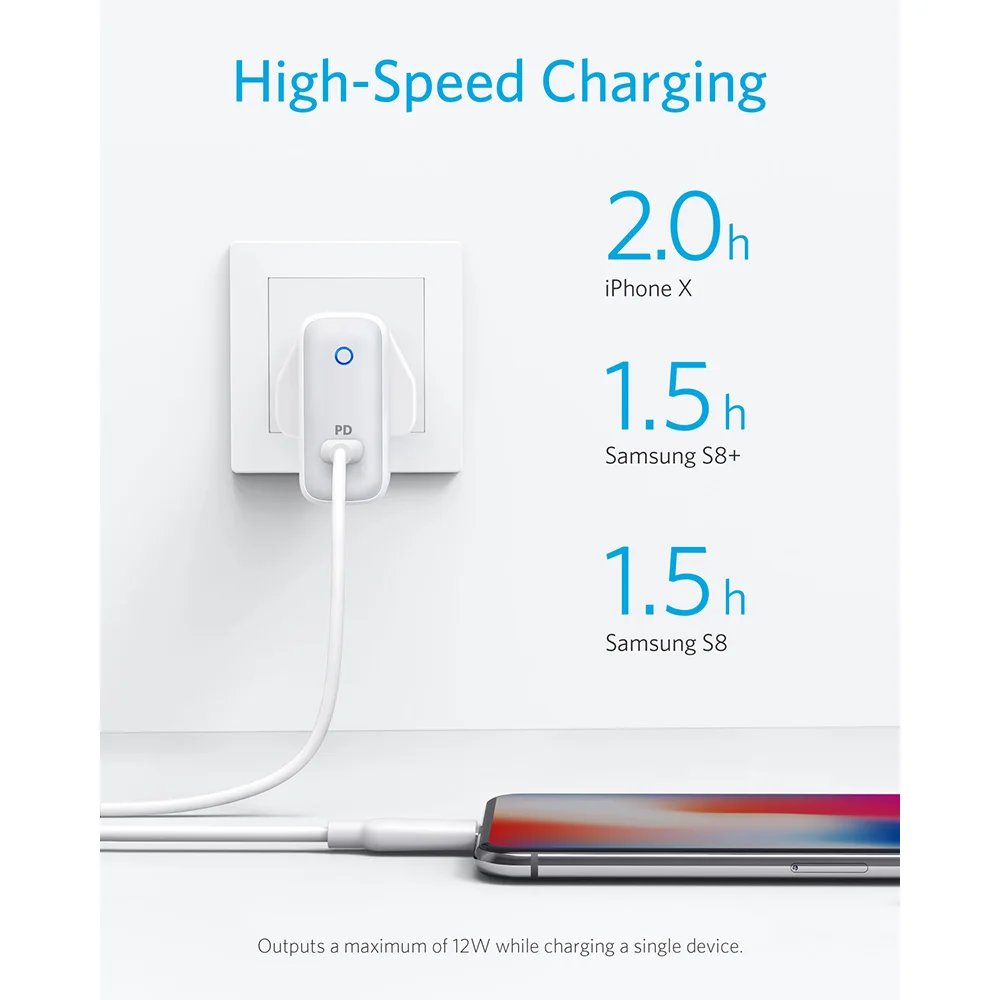 Anker power Port speed 1, usb type-C 30W настенное зарядное устройство и питания для htc 10, Nexus, LG, Pixel C, samsung W700, MacBook, iPad и т. Д