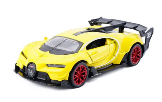 Yellow Новинка 1:32 Bugatti Vision GT Gran Turismo модель автомобиля игрушка с вытяжной спиной музыкальный мигающий Быстрый яростный нужен скоростной автомобиль для детской игрушки - Цвет: Yellow