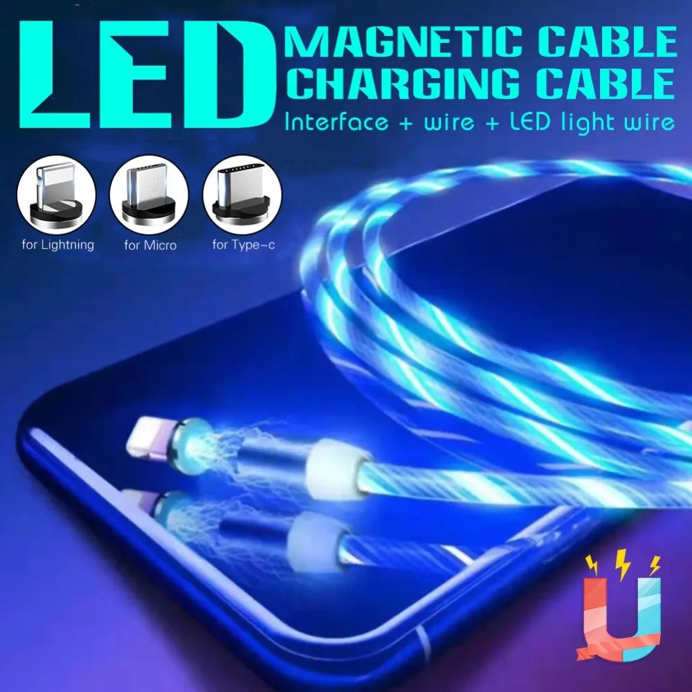 Магнитный кабель Micro usb type C для iPhone Lighting Cable 1M 2A провод для быстрого заряда type-C Магнитный зарядный кабель для телефона