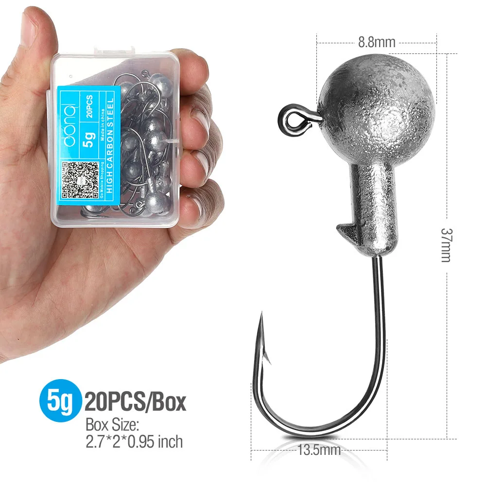 20pcs 5g DONQL 20 шт./компл. Lead Jig Head рыболовный крючок для Мягкая приманка в виде червей Воблер рыболовный крючок 1g-20 г колючая Одиночная карп рыболовные крючки Снасть - Цвет: 20pcs 5g