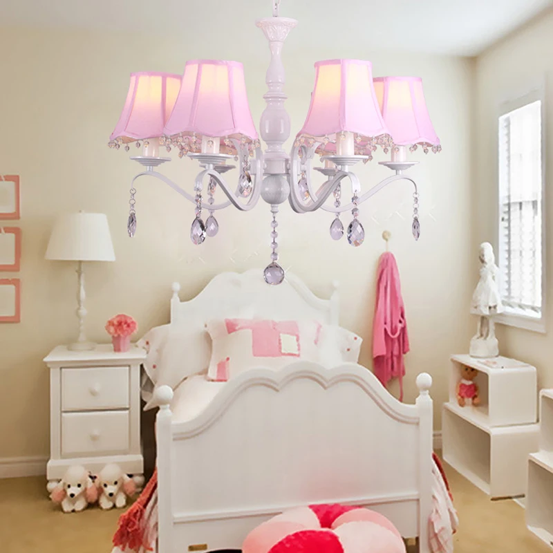 Американская детская комната люстра девушка принцесса розовый ткань Простой