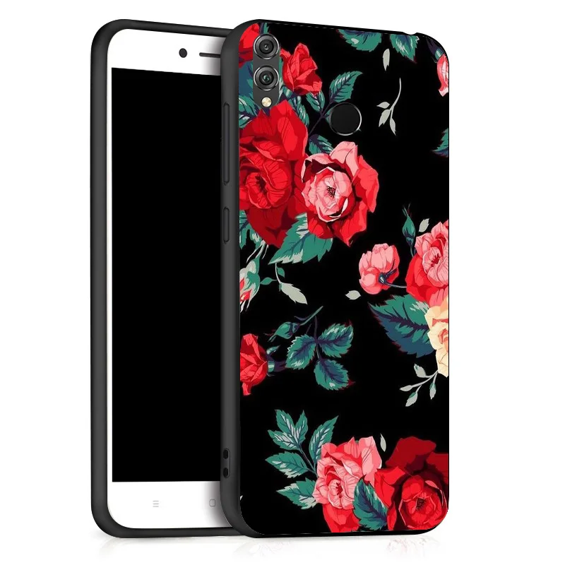 Чехол для huawei Honor 8X Max 8A 10 Lite, чехол s, Мягкий Силиконовый Модный Окрашенный черный чехол, чехол для huawei P Smart, чехол-бампер - Цвет: X026