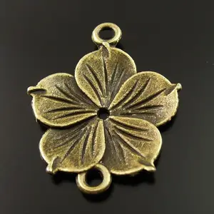 50 звеньев, женское античное бронзовое ожерелье с цветами, подвески, браслет, соединитель, 26*21*2 мм, подвески, ювелирная фурнитура, поделки 35404