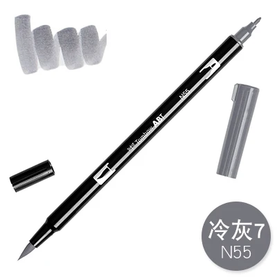 N55 TOMBOW AB-T Япония 96 цветов художественная кисть ручка с двумя головками маркер Профессиональный водный маркер ручка для рисования канцелярские принадлежности Kawaii - Цвет: N55