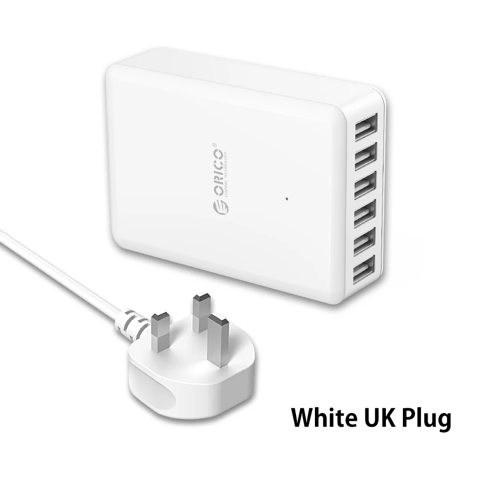 ORICO универсальное USB зарядное устройство 6 портов умное зарядное устройство 5V2. 4A Макс выход 50 Вт настольное зарядное устройство для мобильного телефона для iPhone samsung Xiaomi - Тип штекера: WHITE UK