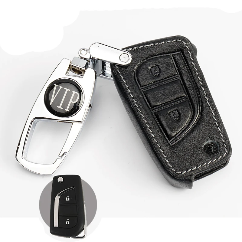 Чехол для автомобильного ключа из натуральной кожи + брелок Toyota Chr C hr Land Cruiser 200