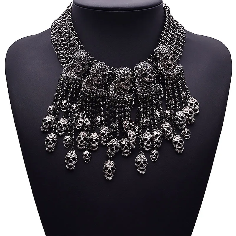 Фото Женское массивное ожерелье в винтажном стиле короткое панк с изображением