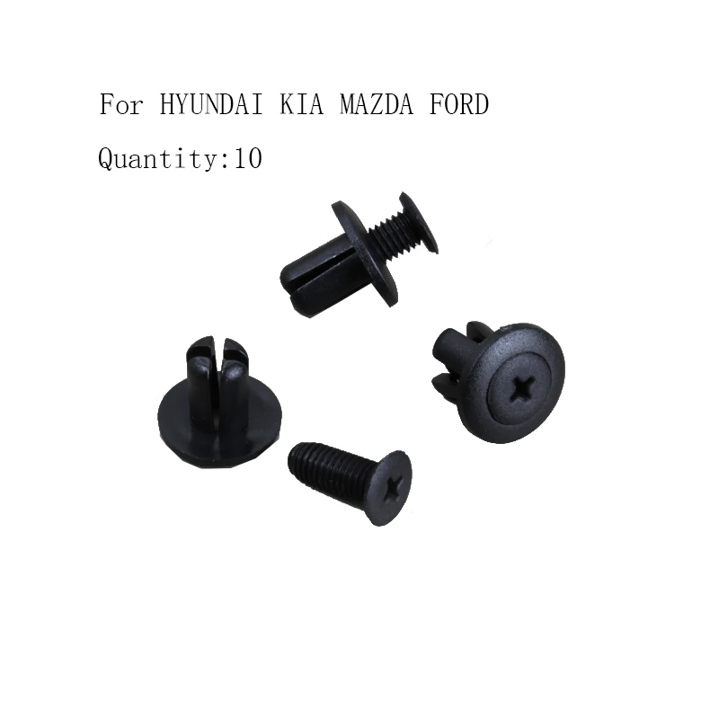 

For HYUNDAI For KIA For MAZDA FORD Door Trim Panel Plastic Clips x10 Black