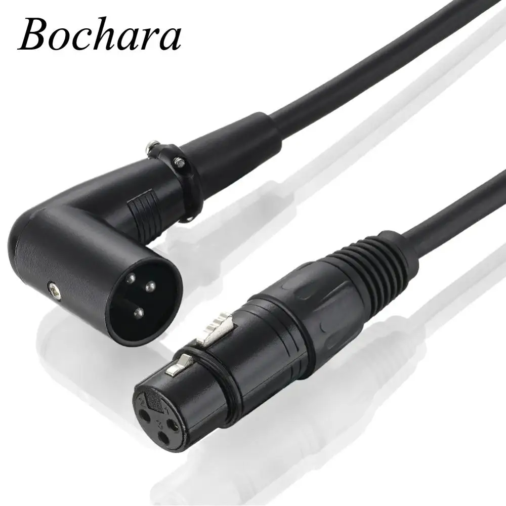 Кабель Bochara 90 градусов XLR штекер гнездо к M/F 3 контактный разъем аудио кабель