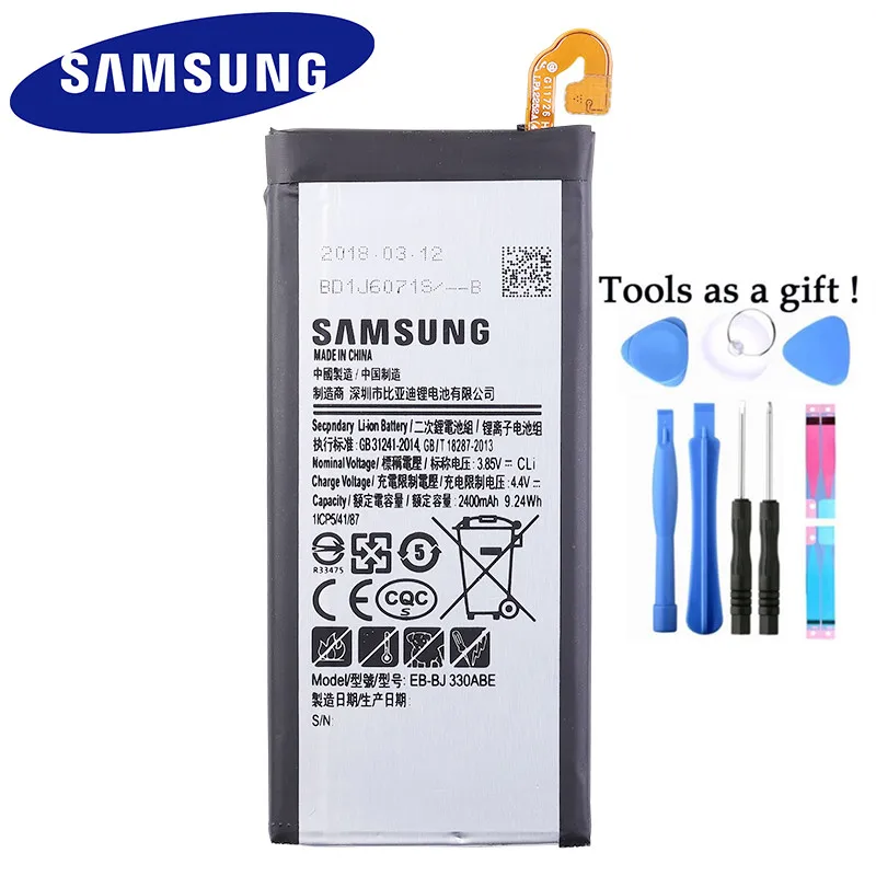 100% оригинальная аккумуляторная батарея для Samsung GALAXY J3 2017 EB BJ330ABE J3300 Edition 2400