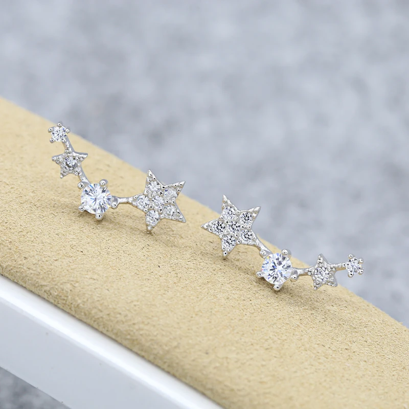 

PONYKISS Romantic S925 Sterling Silver Minimalist Star Zircon Stud Earrings Women Prevent Allergy Jewelry Accessory Party Gift