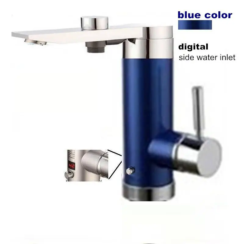 blue side in digital 3.5kW водонагреватель мгновенный Электрический водонагреватель без резервуара для ванной комнаты Душ кухонная раковина боковой Нижний Вход ЕС вилка - Цвет: blue side in digital