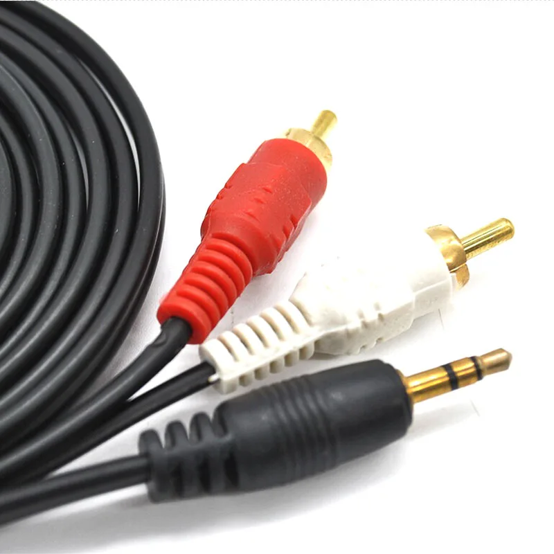 Новый 1 5 м/3 м/5 м/10 м 3 мм штекер Jack в AV 2 RCA стерео Музыка Аудио Кабель AUX для Mp3 Pod