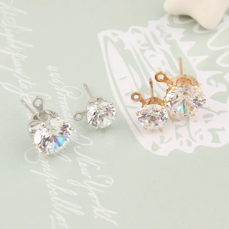 Серьги гвоздики с фианитами женские ювелирные украшения кристаллами отверстием