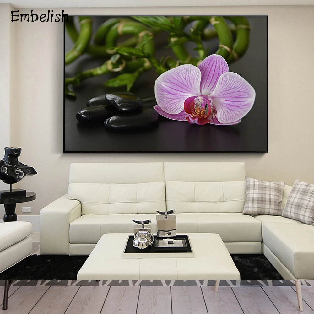 

Embelish 1 шт. спа камни и Орхидея Современный домашний декор настенные художественные картины для гостиной HD холст картины плакаты для спальни