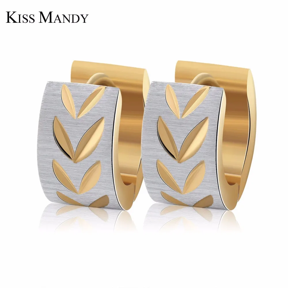 Женские серьги гвоздики из нержавеющей стали KISS MANDY золотистые в стиле хип хоп