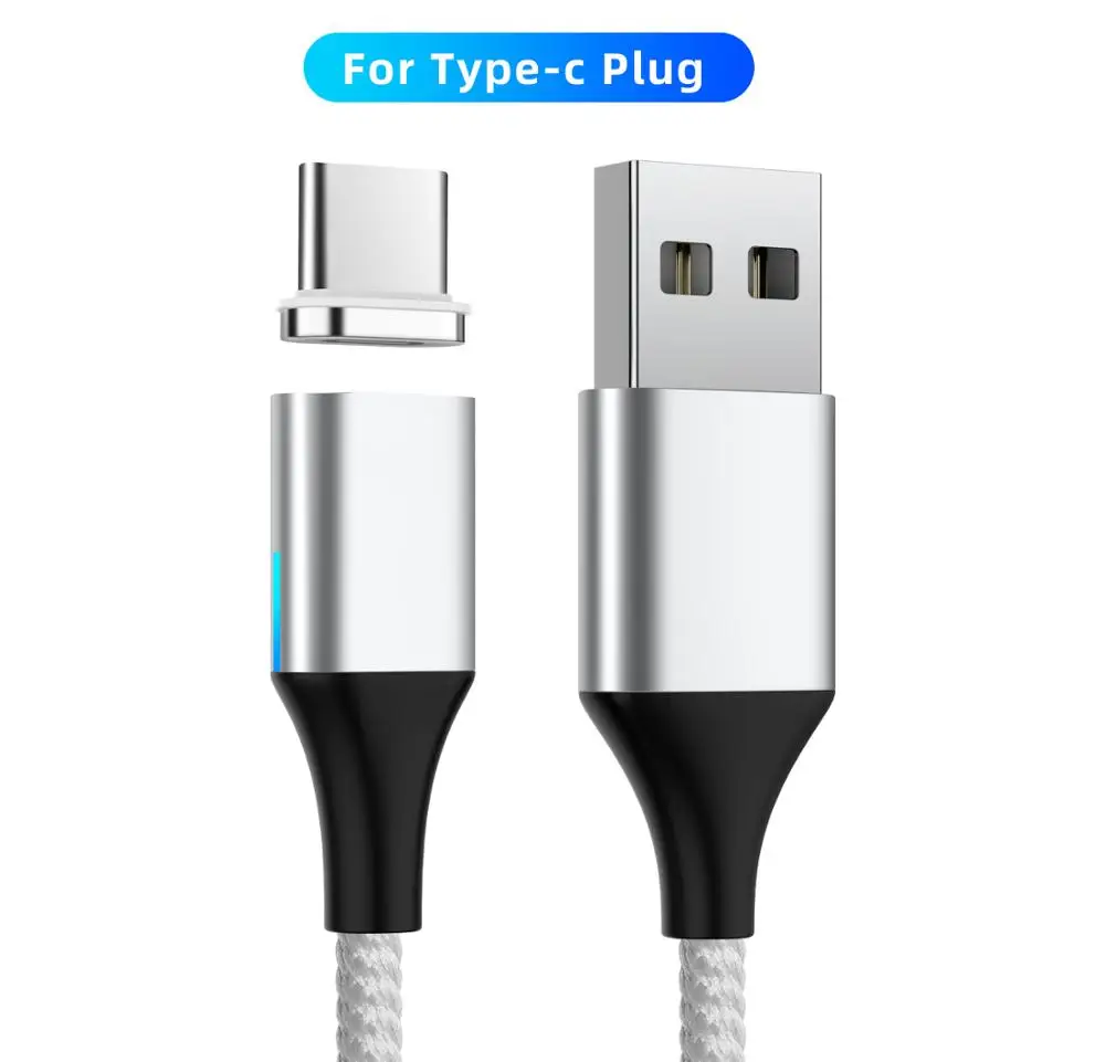 For Tpye-C Silver Магнитный usb-кабель Uverbon, суперзарядный кабель USB type C, Магнитный зарядный кабель Micro usb для зарядки и передачи данных, кабель USB для мобильного телефона - Цвет: For Tpye-C Silver