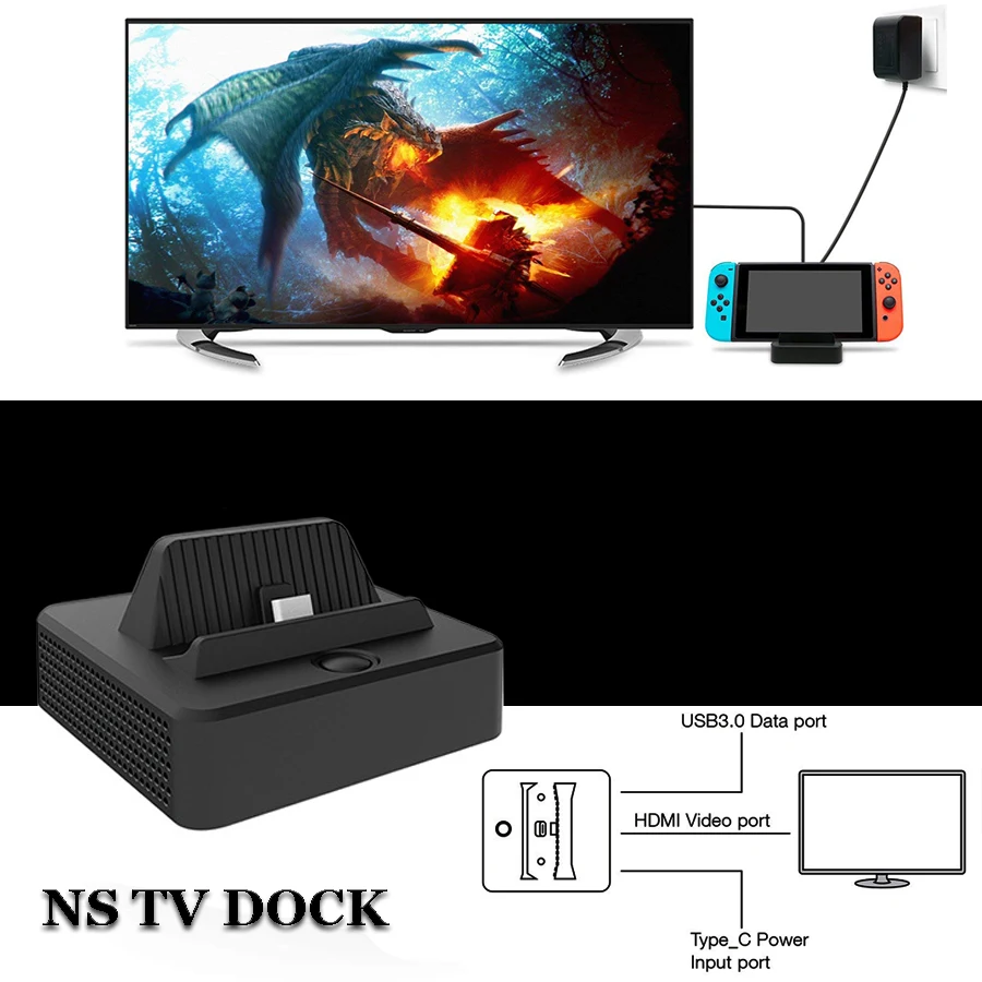 Rend Переключатель консоли видео конвертер портативный мини HDMI ТВ Замена док-станции зарядное устройство для NS