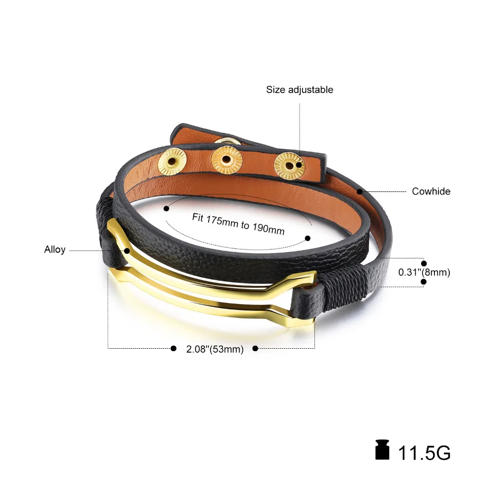 7SEAS Women Lady Men Adjustab Multilayer Bracelets Bangles Rock Cowhide Leather Metal Bars Fashion Jewelry Gift 7S1119 | Украшения и