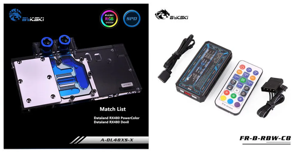 Bykski A-DL48XS-X с полным покрытием GPU водоблок для VGA Dataland PowerColor Devil RX480 RX470 RX580 Видеокарта кулер Heatsin - Цвет лезвия: Controller(5V AURA)