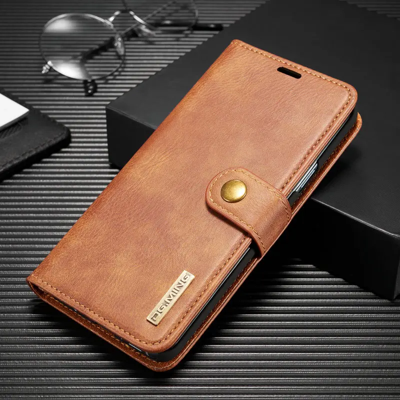 DG. MING винтажный Чехол-кошелек для samsung Galaxy S9 Plus 2в1 Магнитный съемный кожаный чехол для S9 Чехол-книжка с откидной подставкой - Цвет: Brown