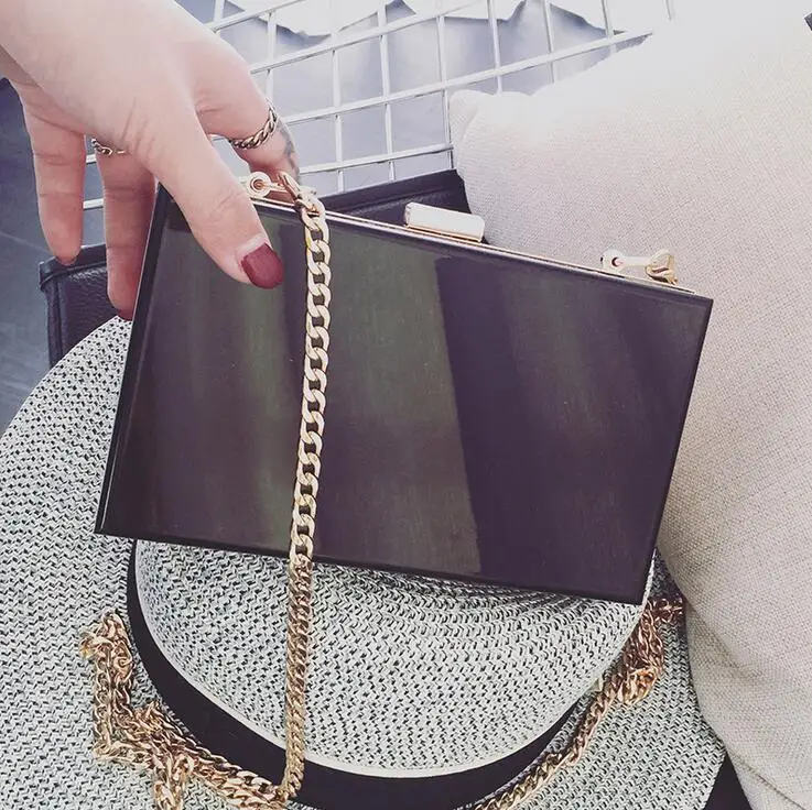 New Arrival High quality Art Acrylic Box Bag Flap women Day Clutches Shouldbags Girl party Handbag Chain Evning Bags purse | Багаж и сумки