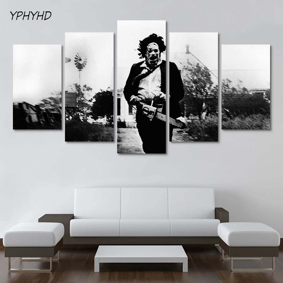 YPHYHD современный 5 шт. Холст Искусство черный и белый постер кино холст печать