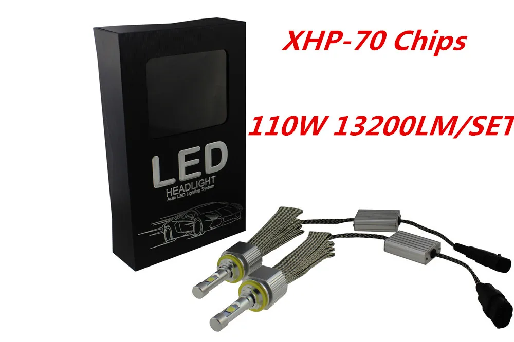Новейшая модель 110W 13200LM светодиодный H7 фар автомобиля H4 H8 H9 H11 9005 HB3 HB4 9006 H13 6000K CR XHP 70