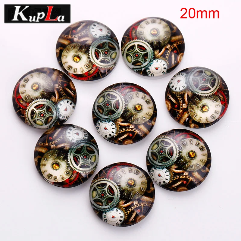 Смешанный стеклянный круглый кабошоны в стиле стимпанк механизм и часы сделай