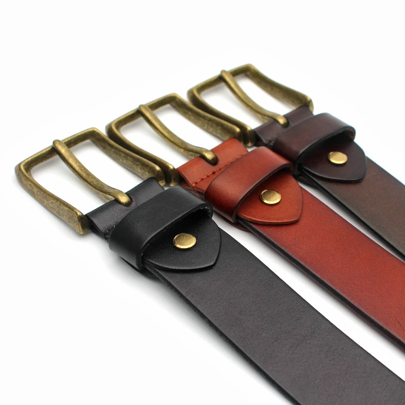 Ремень с пряжкой металлическими заклепками из натуральной кожи|Мужские ремни| |