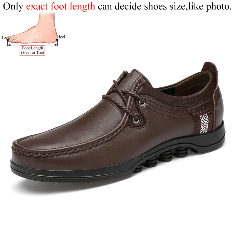 Dark Brown(Lace up) Мужская кожаная обувь высокого качества; мужская повседневная обувь из натуральной кожи; Цвет черный, коричневый; удобные мокасины из коровьей кожи; 2 типа - Цвет: Dark Brown(Lace up)