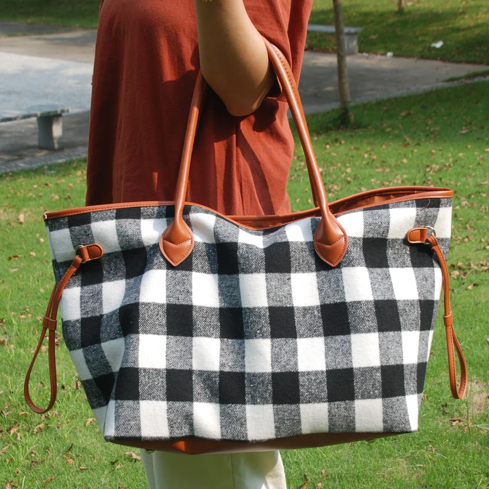 Тоут шерстяной в клетку стиле буйвола 10 шт. | Багаж и сумки