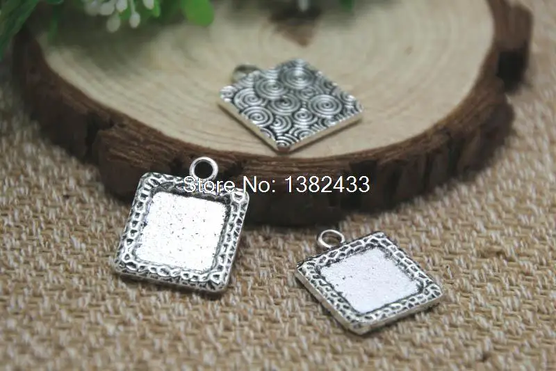 

10 шт.-античный тибетский серебряный квадратный кабошон, основа, Очаровательные Подвески 18x22 мм, внутренние 12 мм