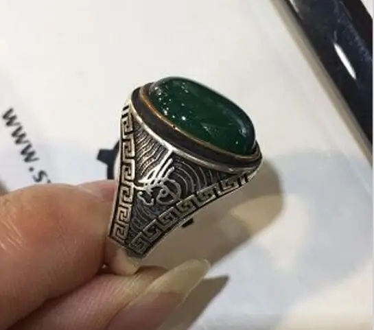925, серебряное женское тайское серебрянное кольцо, зеленое, натуральное, стонское, нежные, вырезанные узоры или конструкции, восстанавливающие древние способы MS кольца