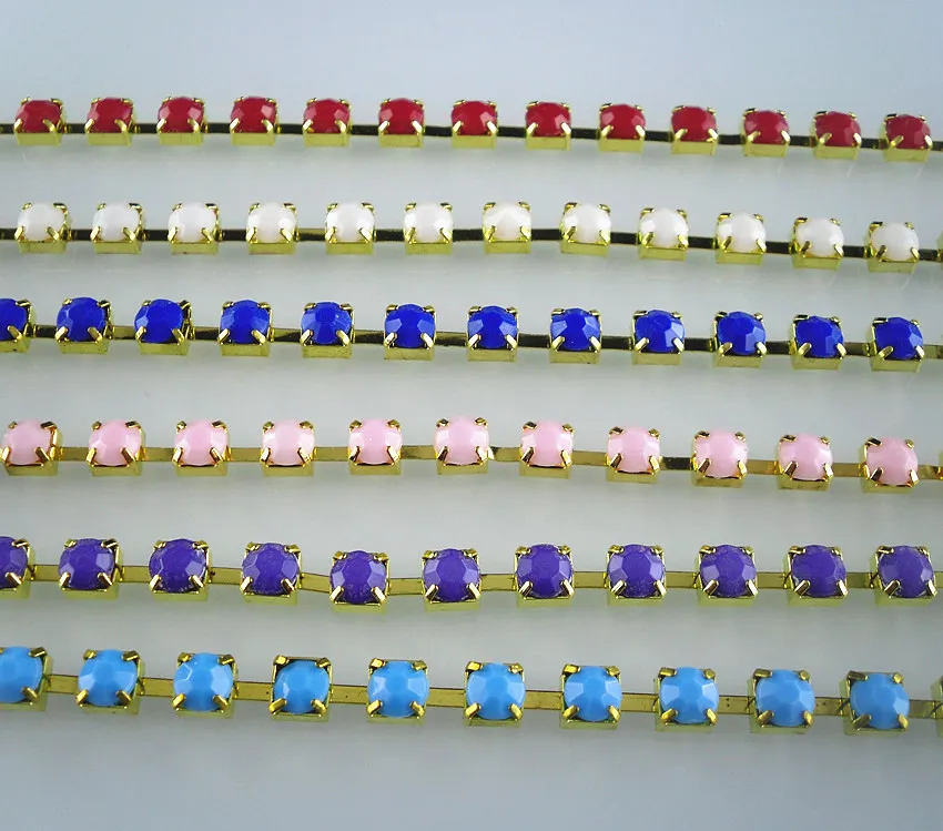 SS30 модная аппликация для костюма 6 мм акриловые хрустальные стразы золотая