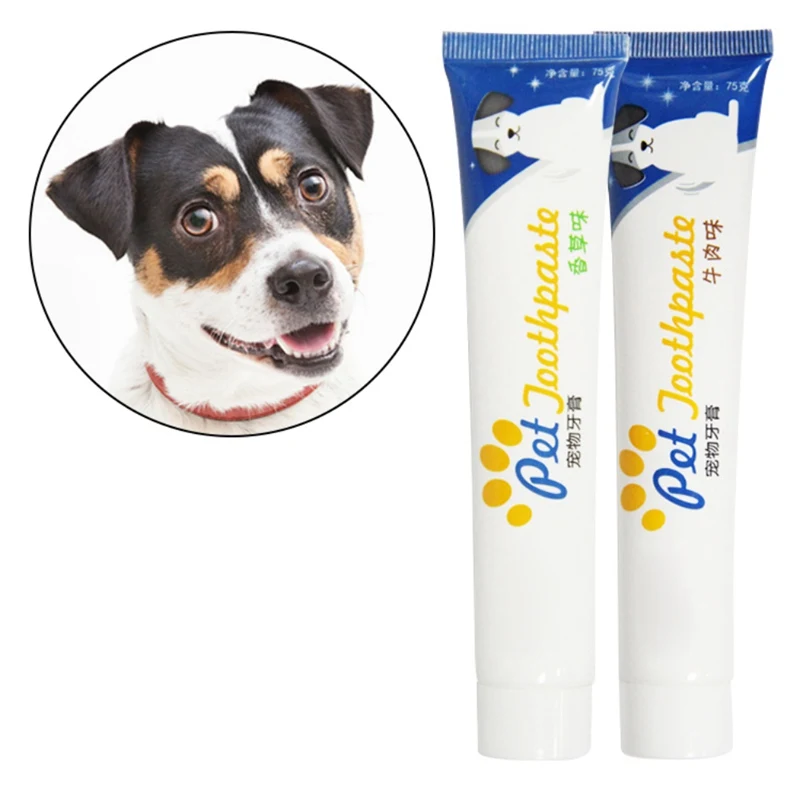 

75g Pet Dog Vanilla Beef Taste Toothpaste Dog Healthy Edible Toothpaste For Finger Tooth Back Up Brush Pet Teeth Care Supplies